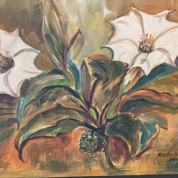 Original Oil Painting by RUTH BLACK Signed & Dated of San Antonio’s White Lilly - Picture 4 of 8
